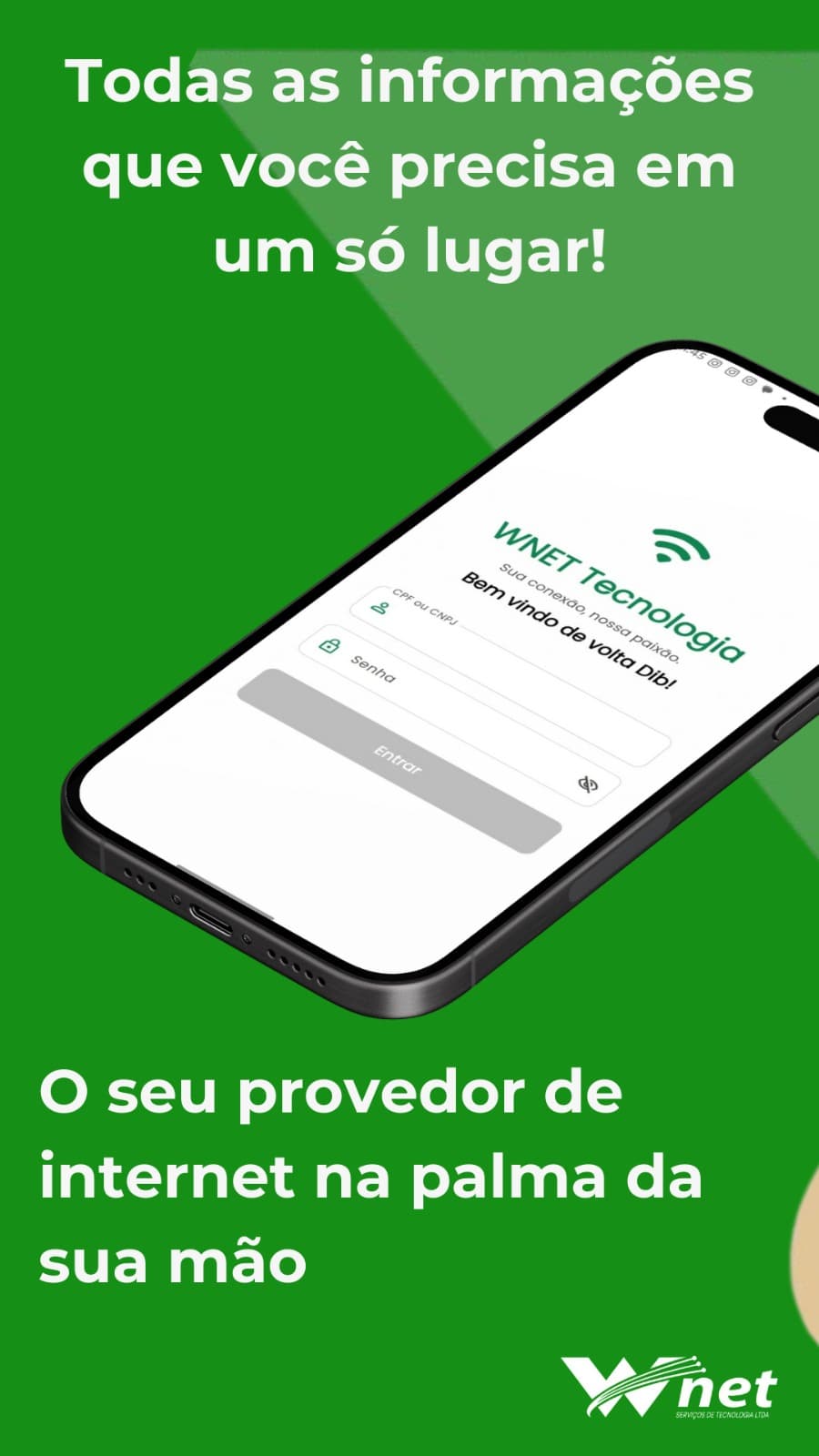 Tela do Wnet App exibindo a funcionalidade de gerenciamento de Wi-Fi